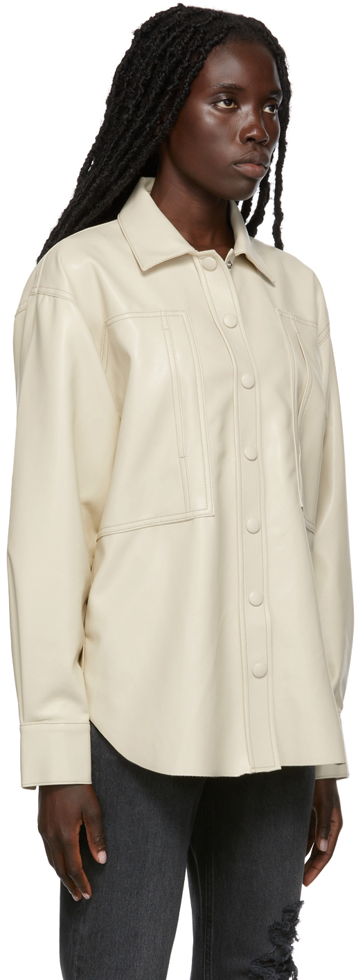 White Faux-Leather Utility Shirt AGOLDE