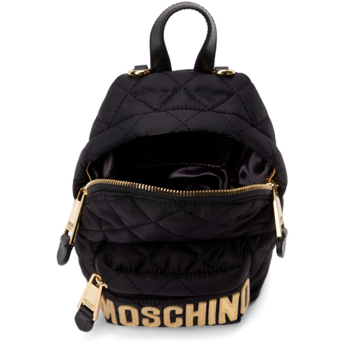 Moschino Black Quilted Logo Backpack Moschino