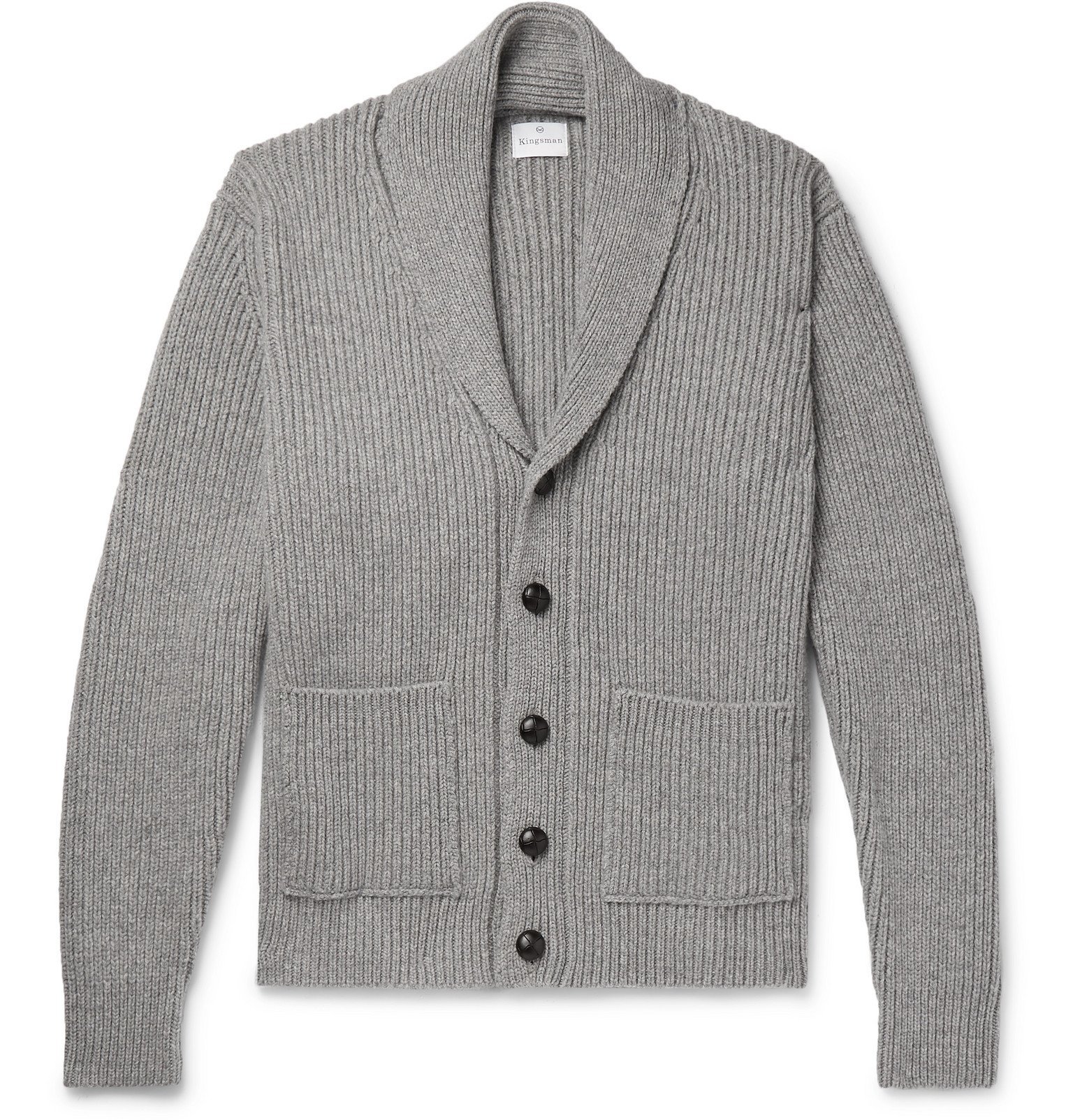 Kingsman - Shawl-Collar Ribbed Wool and Cashmere-Blend Cardigan - Gray ...