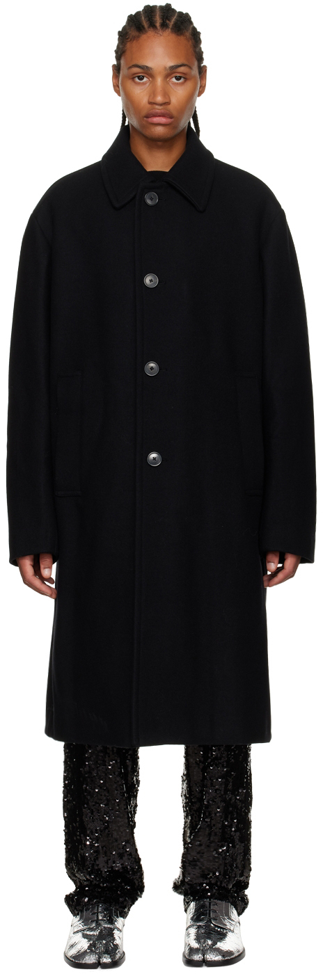 Dries Van Noten Black Spread Collar Coat Dries Van Noten