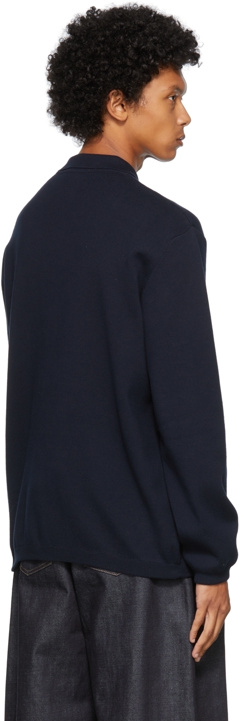 Sunnei Navy Knit Long Sleeve Polo Sunnei