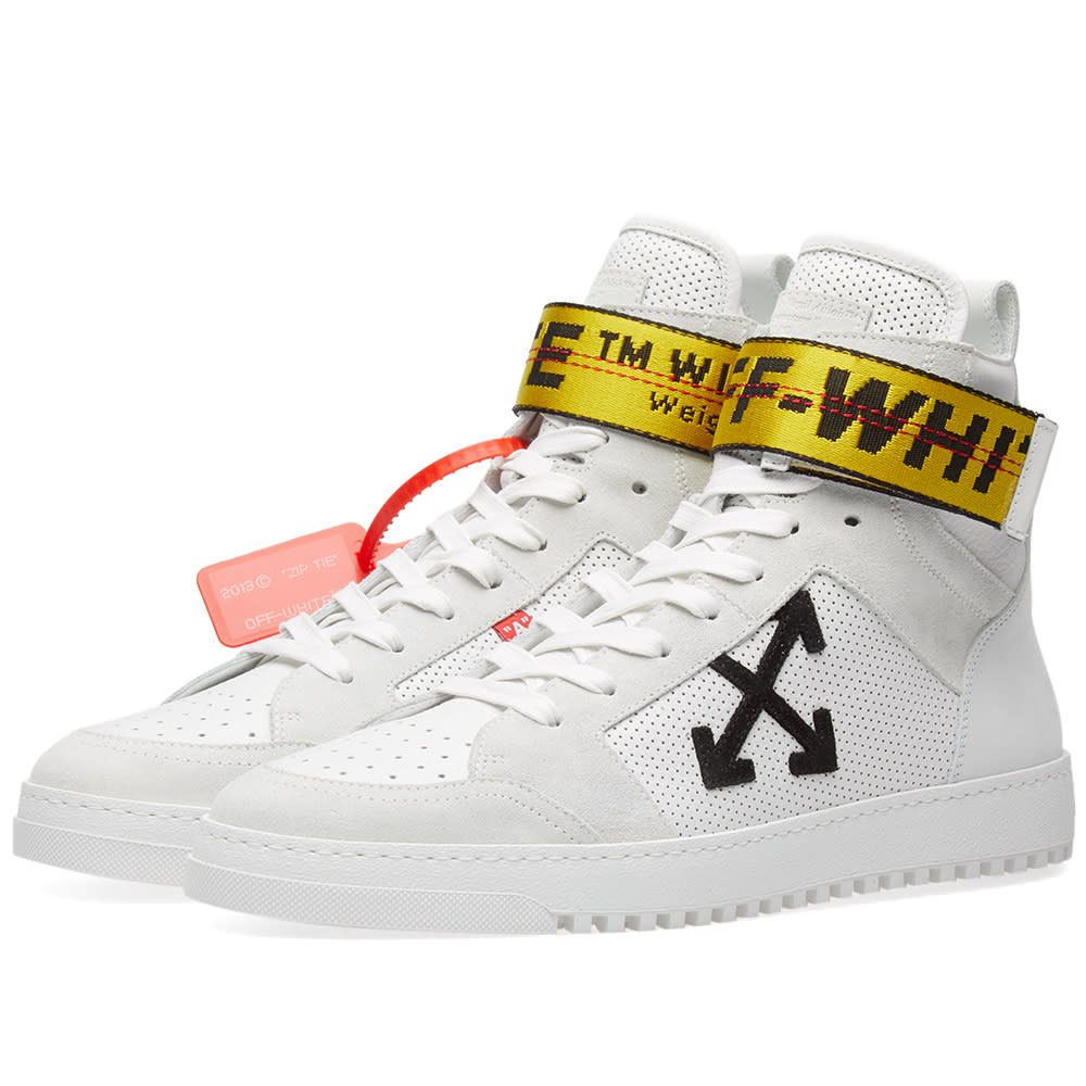 off white high top sneakers