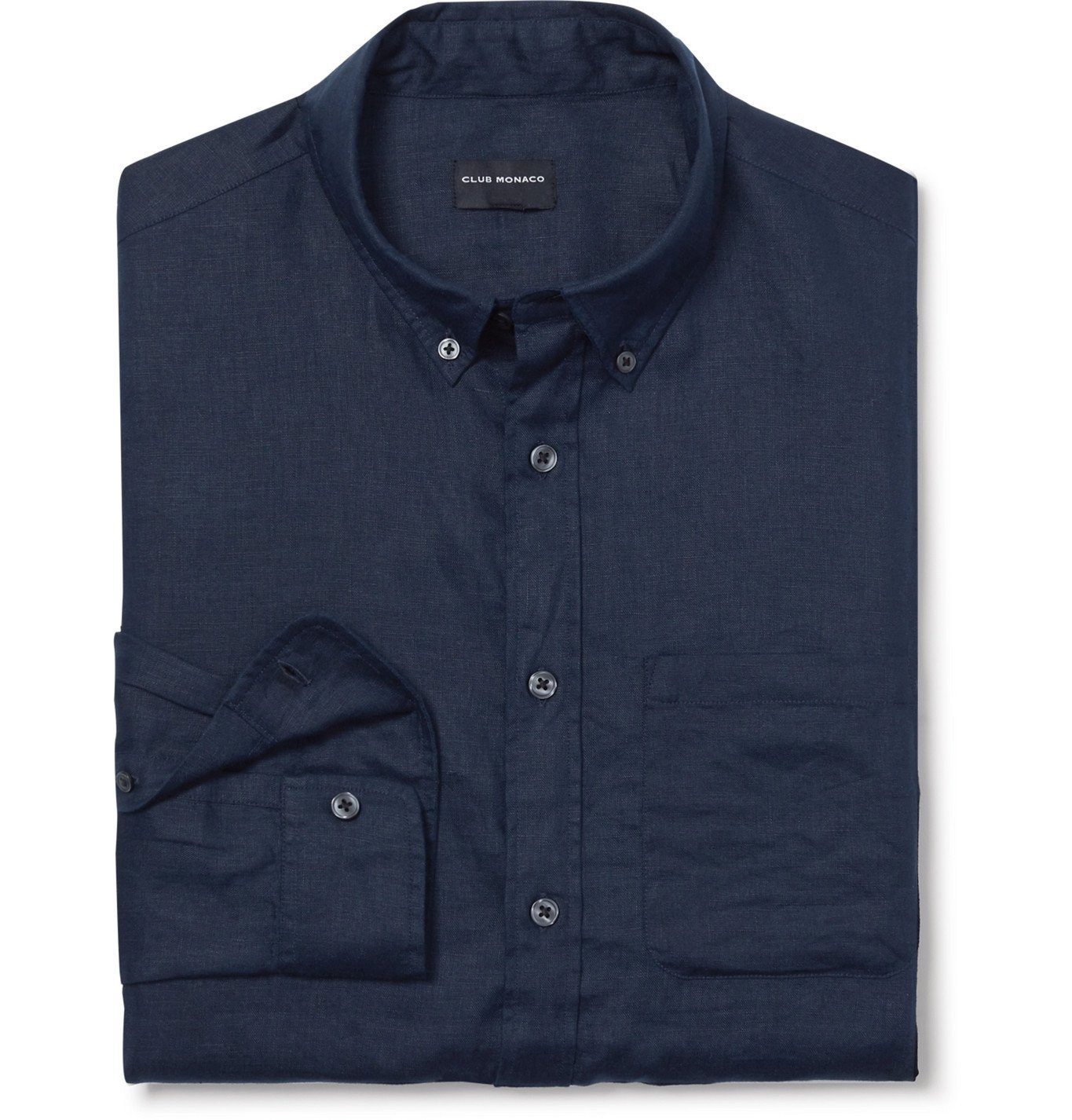 Slim-Fit Button-Down Collar Slub Linen 