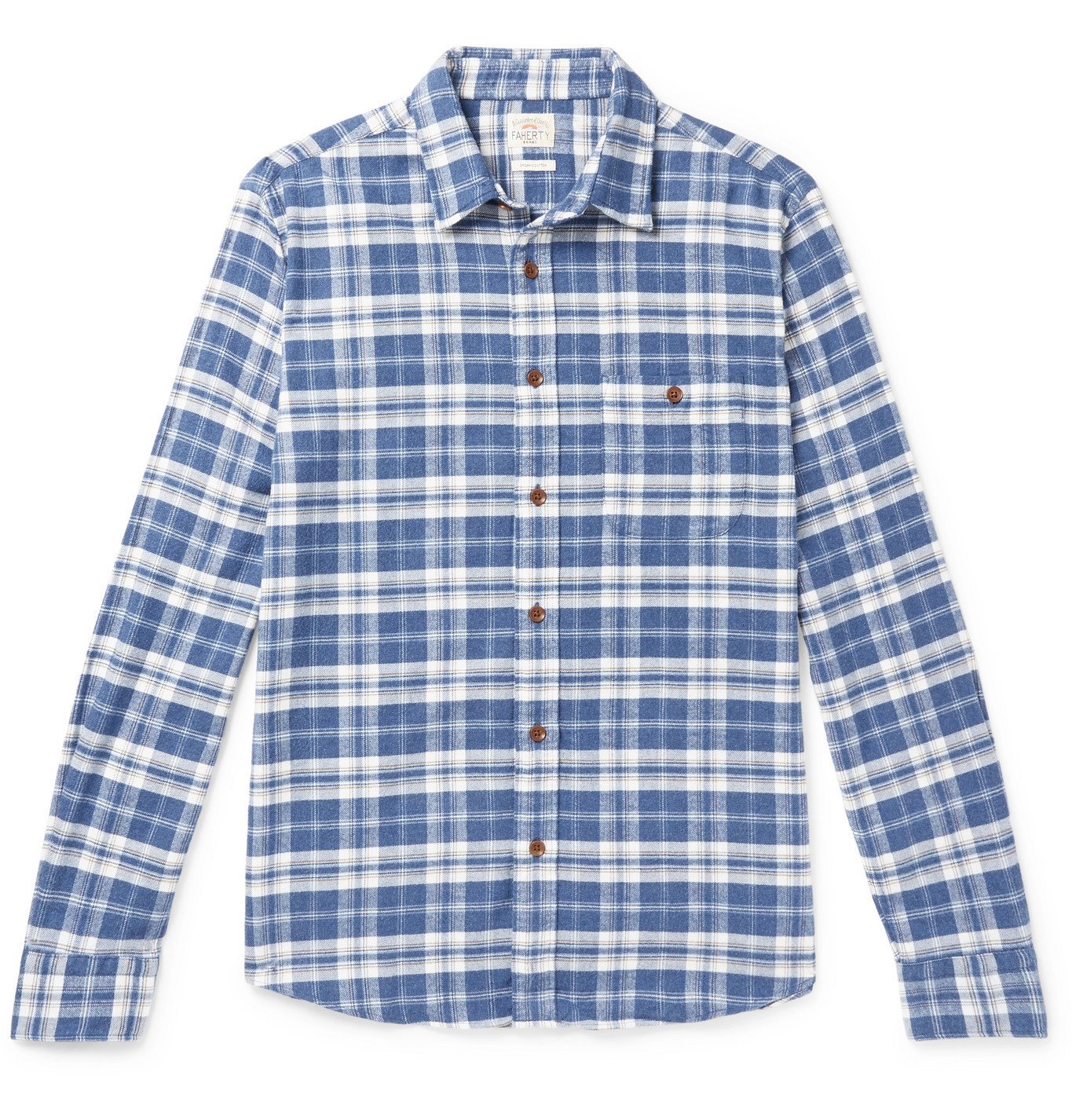 Faherty - Seaview Organic Cotton-Flannel Shirt - Blue Faherty