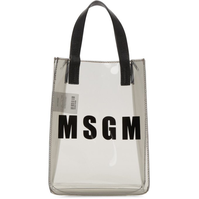 MSGM Grey Mini Vinyl Plastic Shopper Tote MSGM