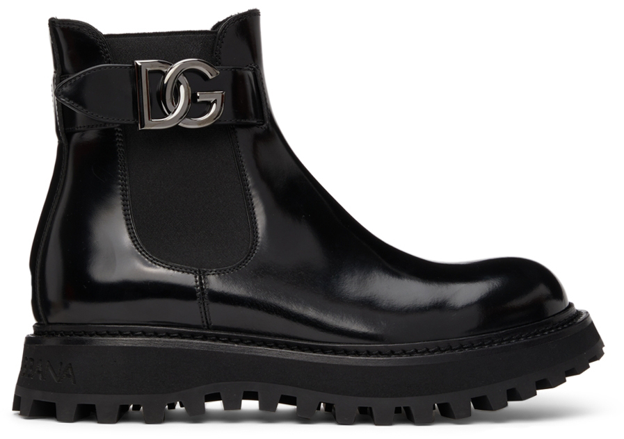 Dolce & Gabbana Black Brushed Ankle Boots Dolce & Gabbana