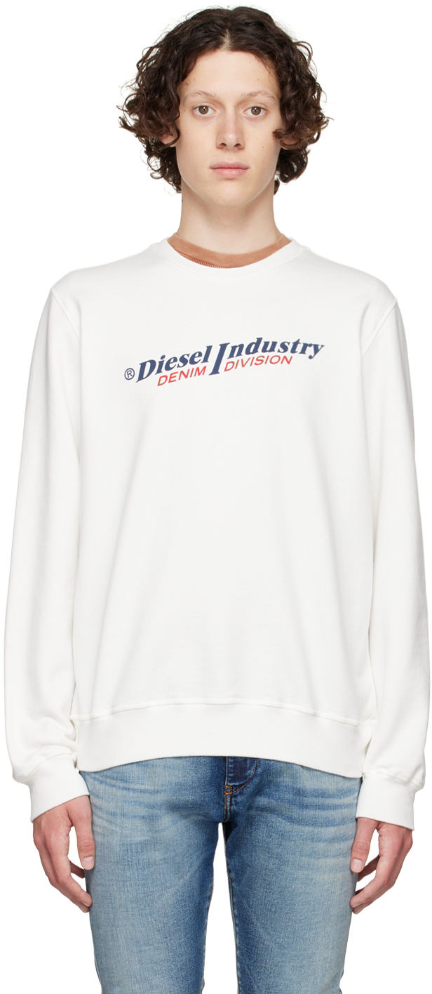 Diesel White Cotton Sweatshirt Diesel