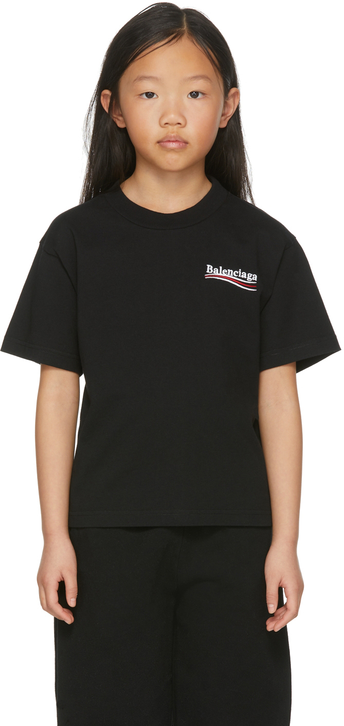 Balenciaga Kids Kids Black Political Campaign T-Shirt Balenciaga Kids