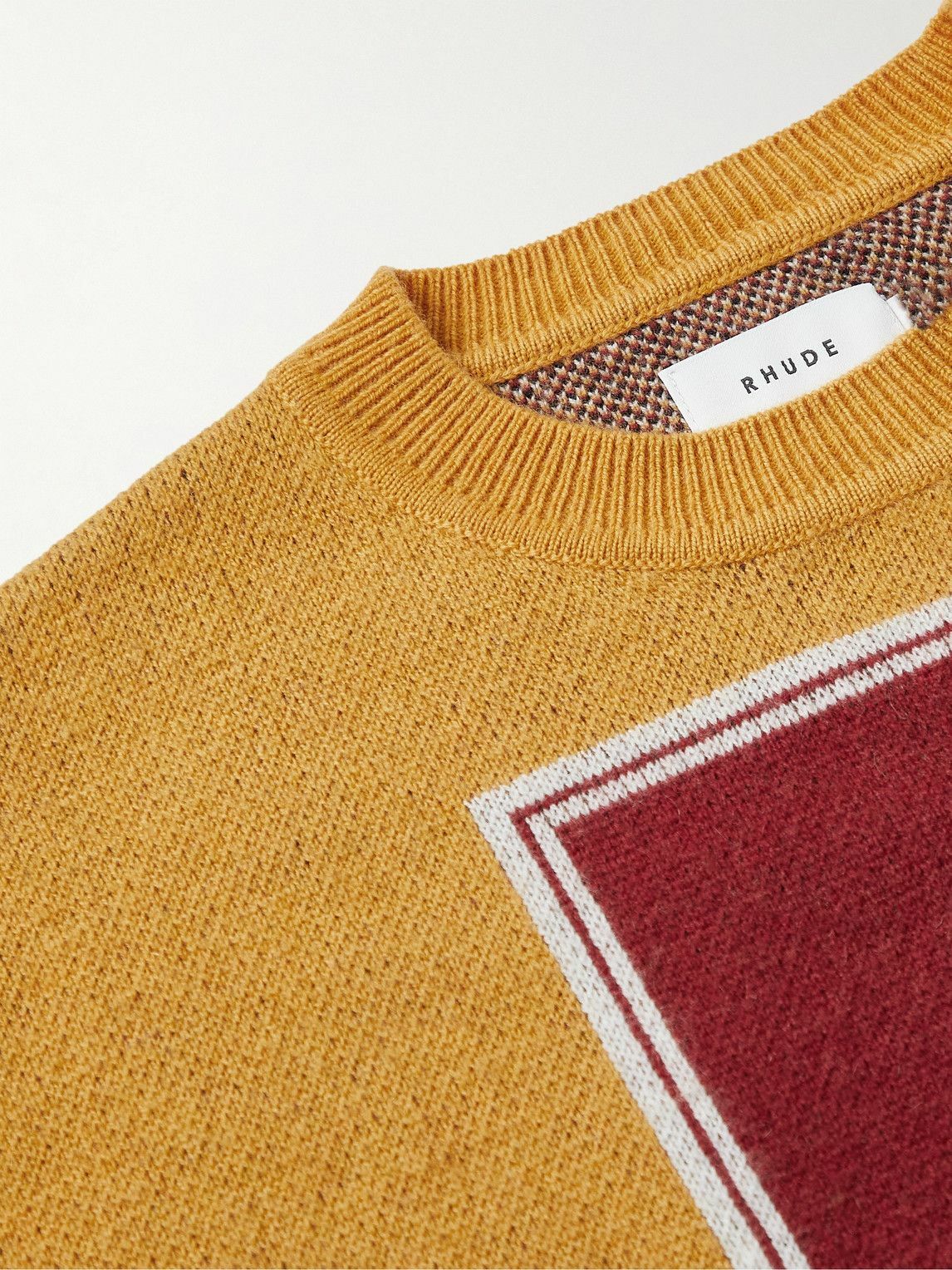 Rhude - Ayrton Logo-Jacquard Wool and Cashmere-Blend Sweater - Yellow Rhude