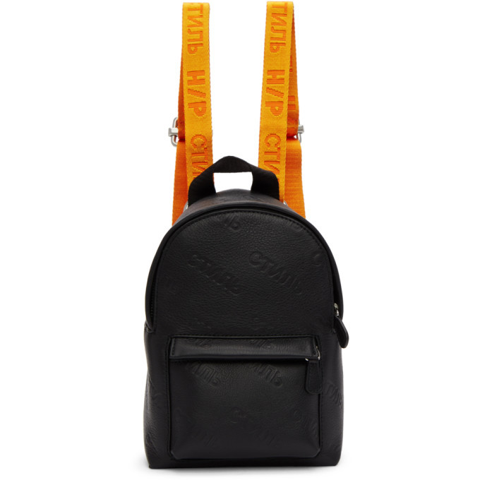 mini black leather backpack