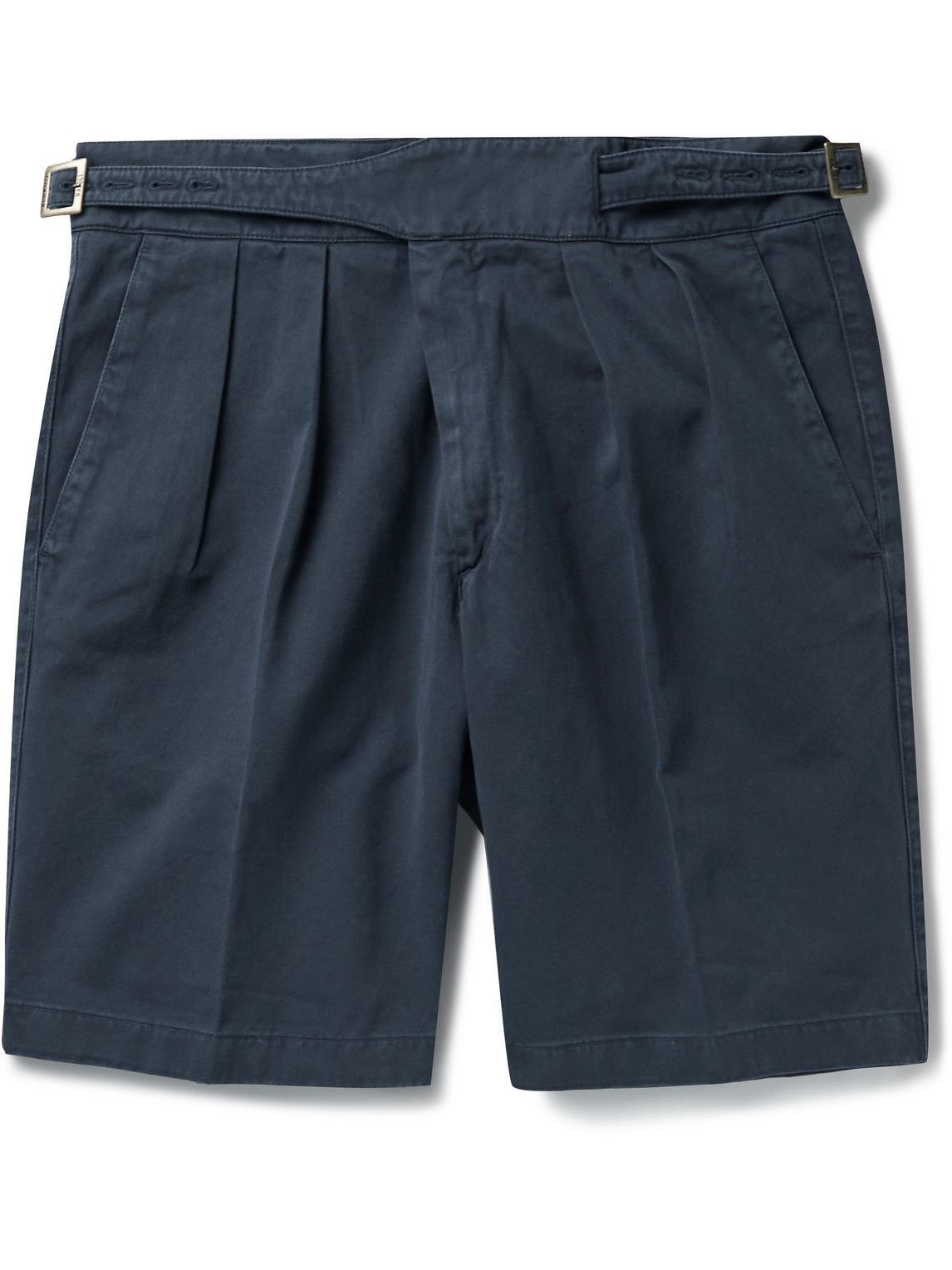 Rubinacci - Manny Striaght-Leg Garment-Dyed Pleated Cotton-Twill Shorts ...
