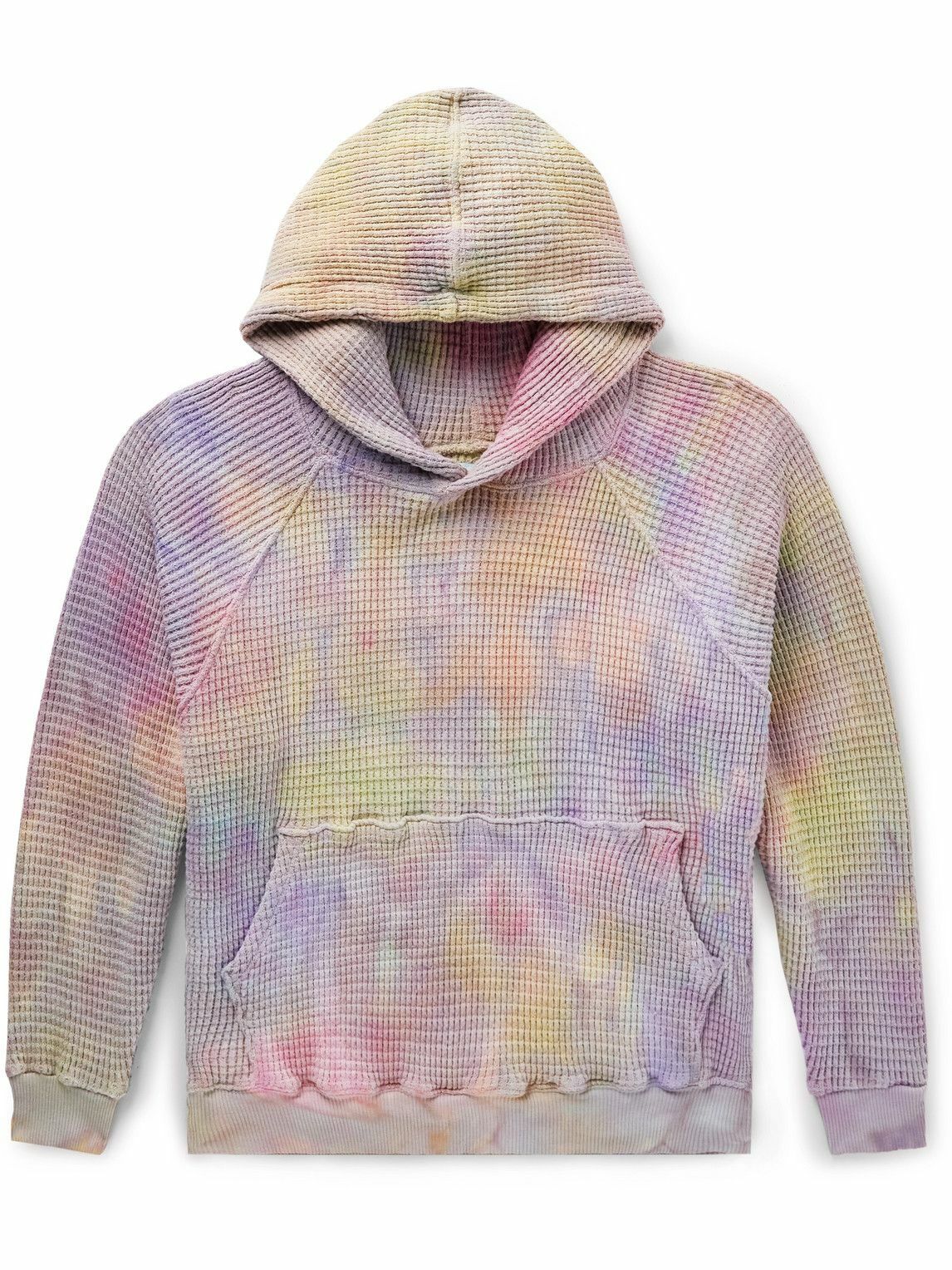 Photo: Camp High - Tie-Dyed Waffle-Knit Cotton Hoodie - Multi