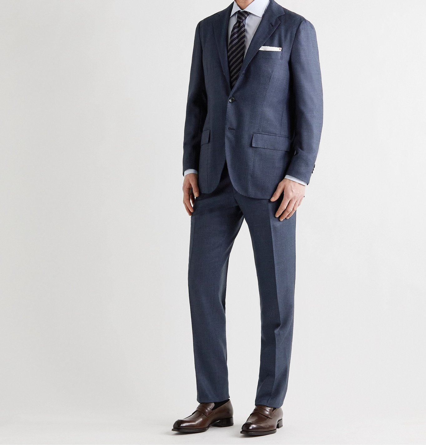 Kiton - Unstructured Micro-Checked Cashmere and Silk-Blend Suit Jacket ...