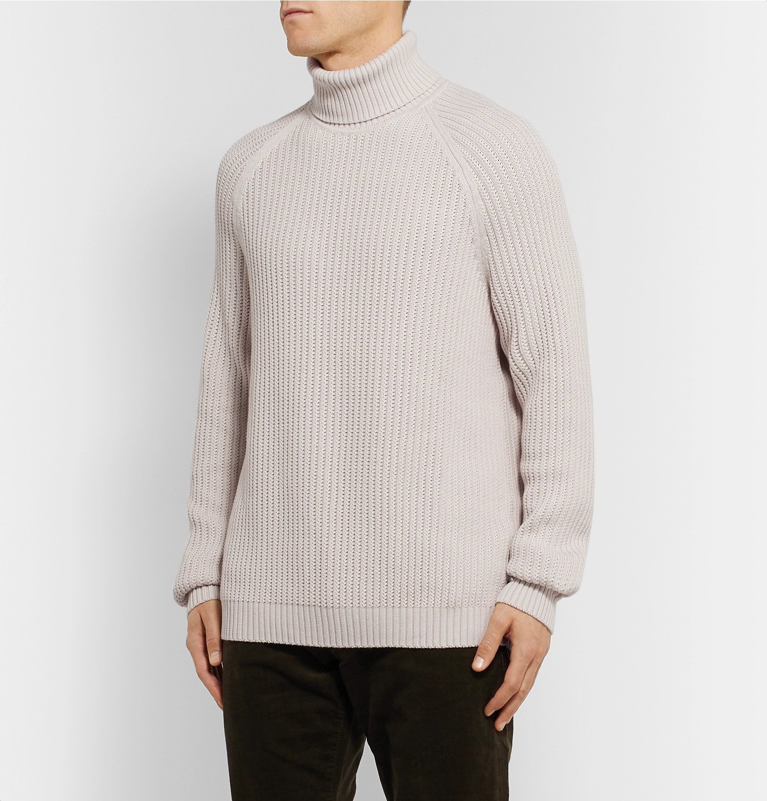 Hugo Boss - Ribbed Cotton Rollneck Sweater - Neutrals Hugo Boss