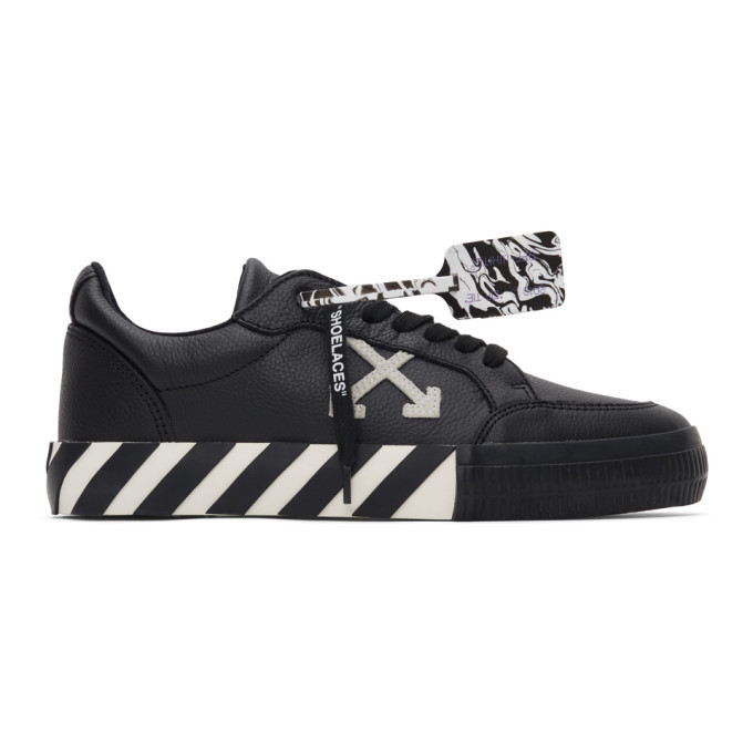 Off-White Black Leather Low Vulcanized Sneakers Off-White