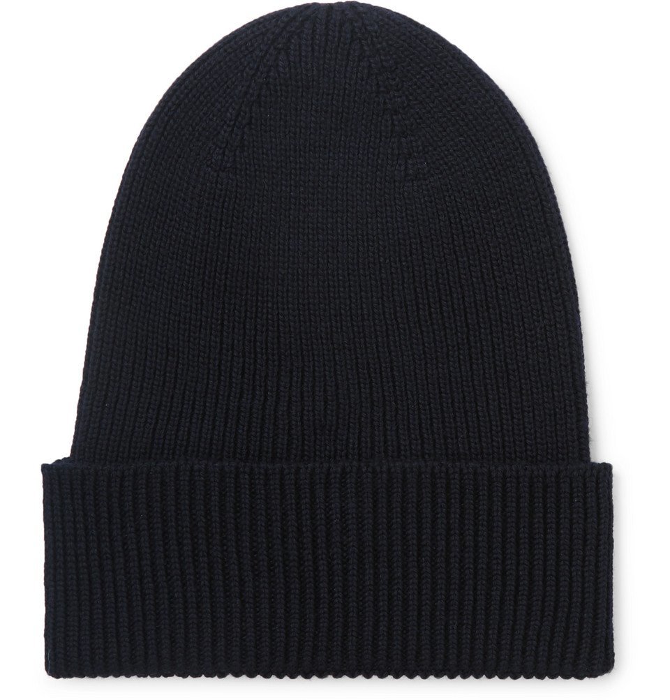 Ribbed Wool Beanie - Midnight blue Moncler