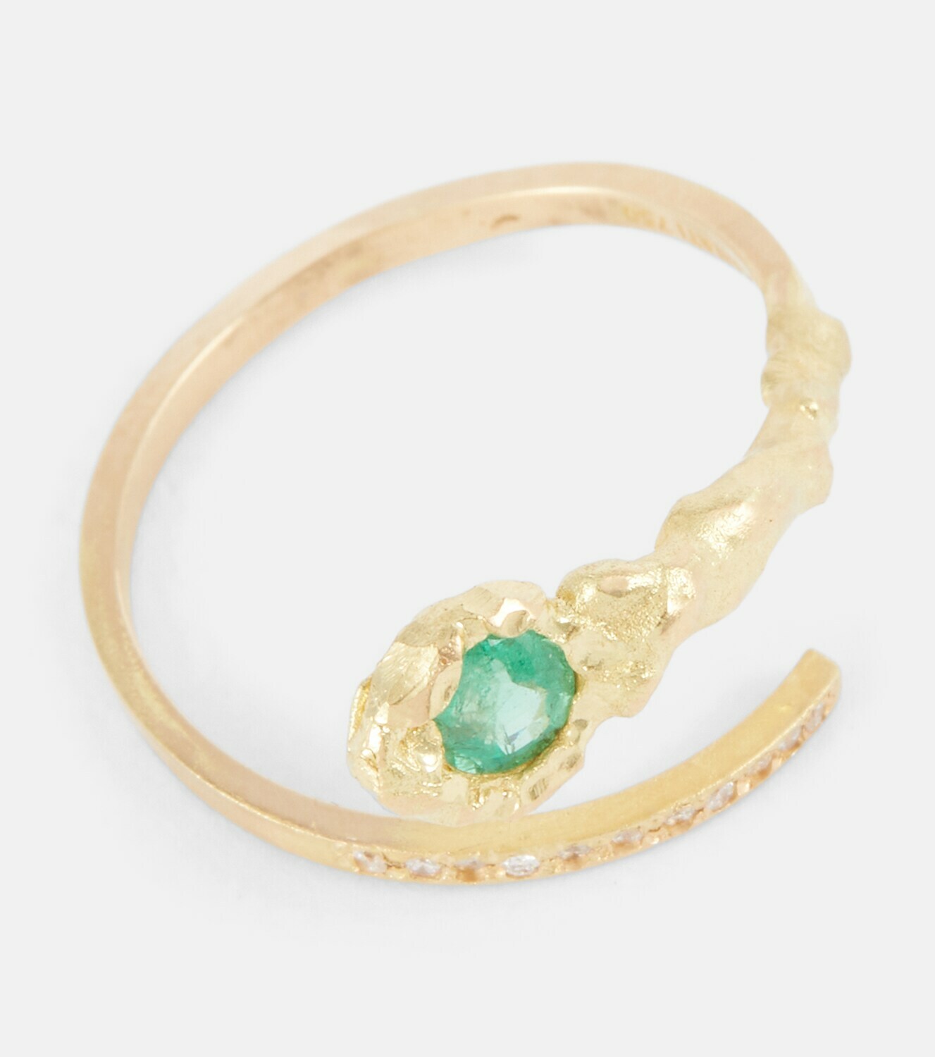 Elhanati - Edith 18kt gold ring with diamonds and emerald Elhanati