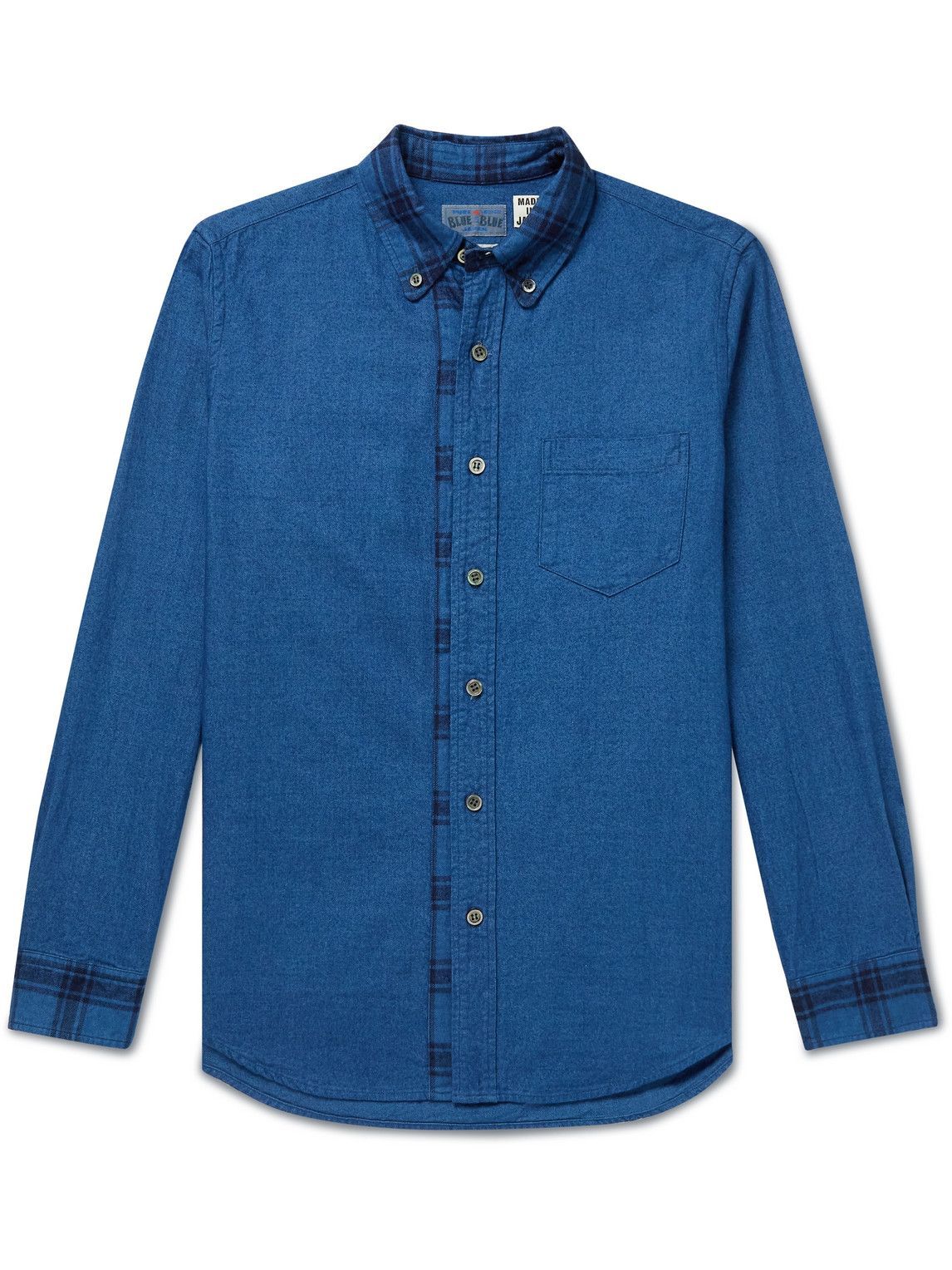 Blue Blue Japan - Button-Down Collar Cotton-Flannel Shirt - Blue Blue ...