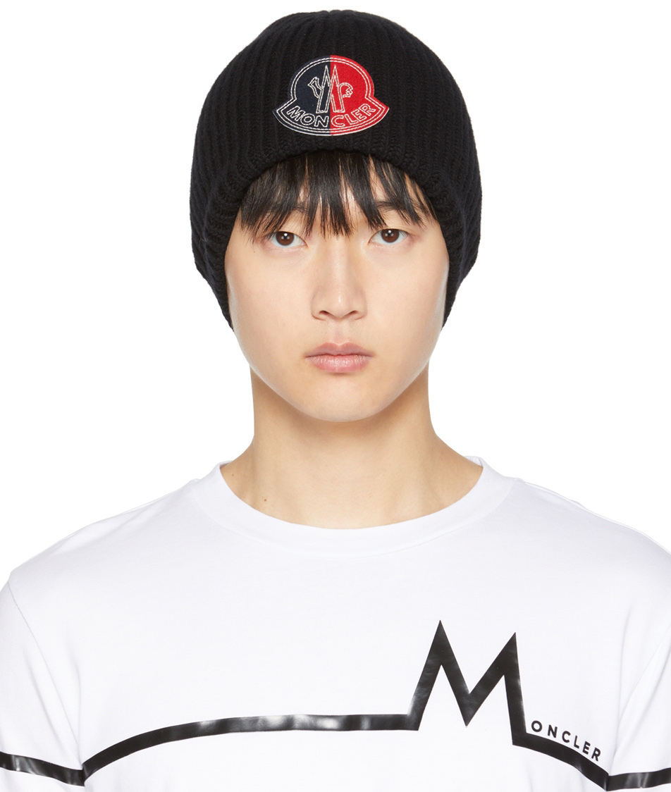 Moncler Genius 2 Moncler 1952 Black Logo Beanie Moncler Genius