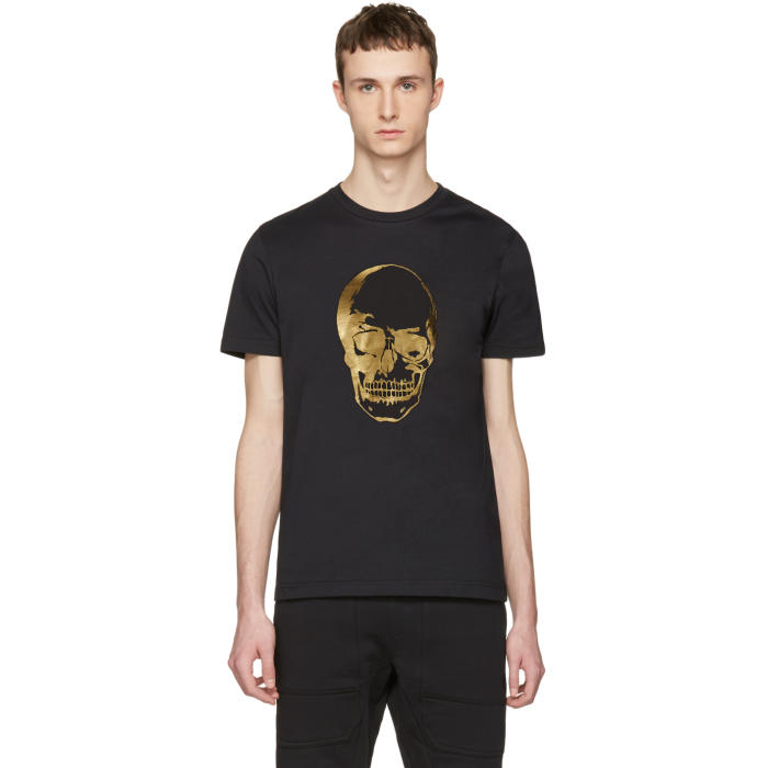 Markus Lupfer Black and Gold Skull T-Shirt Markus Lupfer