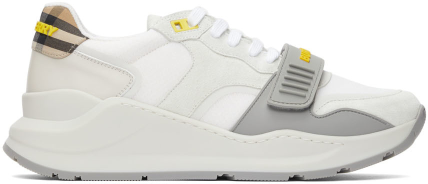Photo: Burberry White & Yellow Ramsey Sneakers