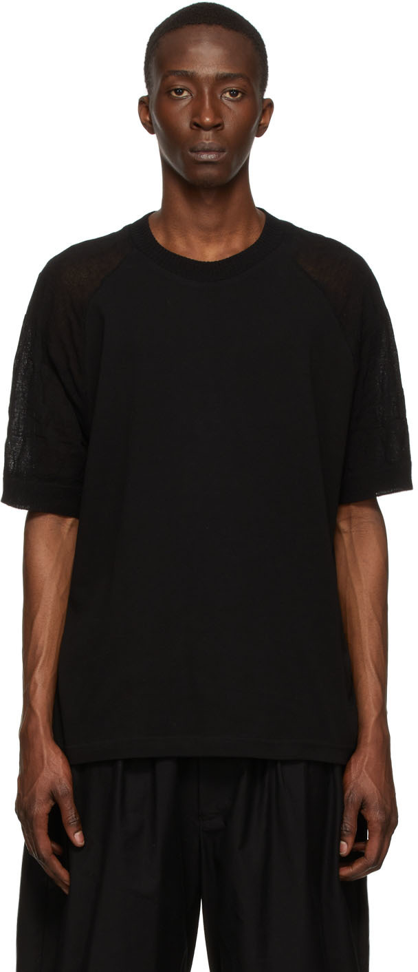 Yohji Yamamoto Black Cotton T-Shirt Yohji Yamamoto