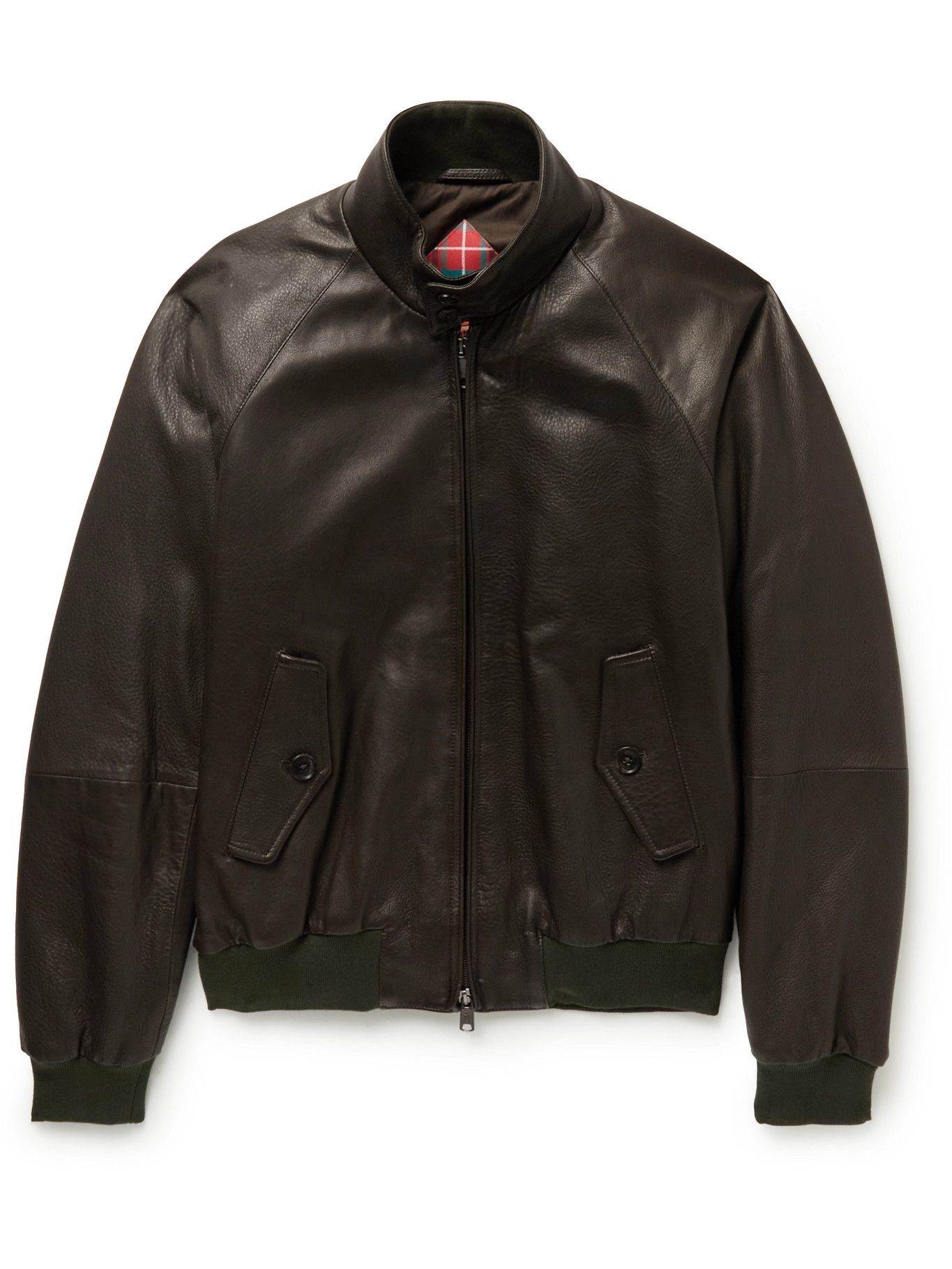 Baracuta - G9 Leather Harrington Jacket - Green Baracuta