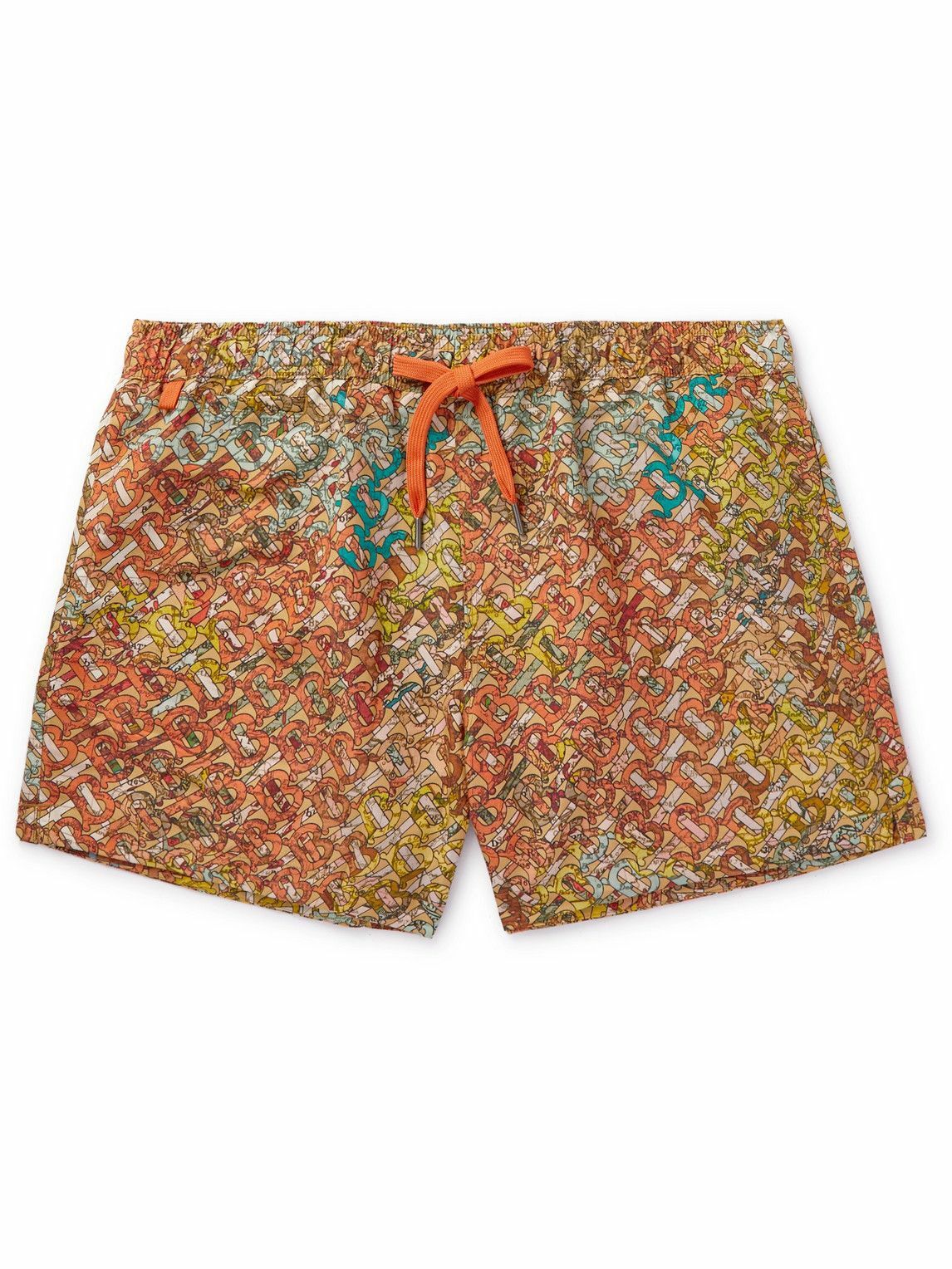 Photo: Burberry - Straight-Leg Short-Length Logo-Print Swim Shorts - Orange