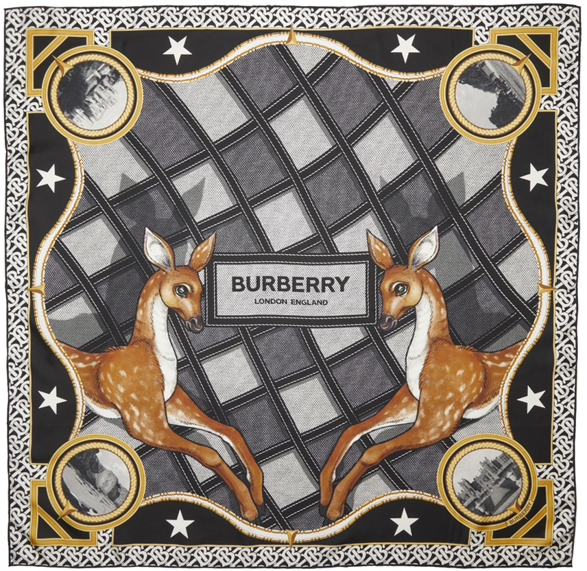 Photo: Burberry Black Deer Print Scarf
