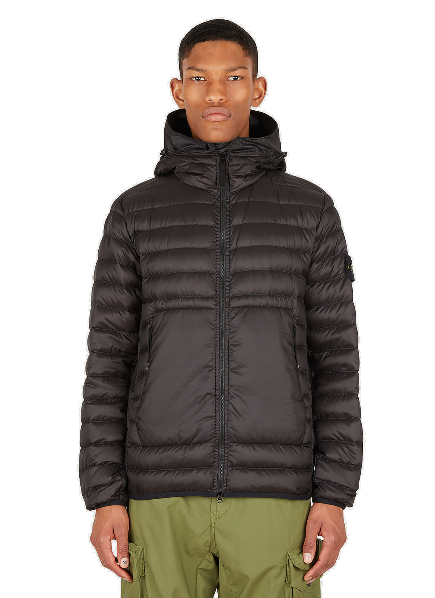 Hooded Quilted Jacket in Brown Stone Island