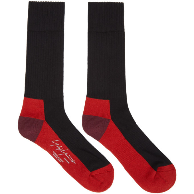 Yohji Yamamoto Black and Red Pile Socks Yohji Yamamoto