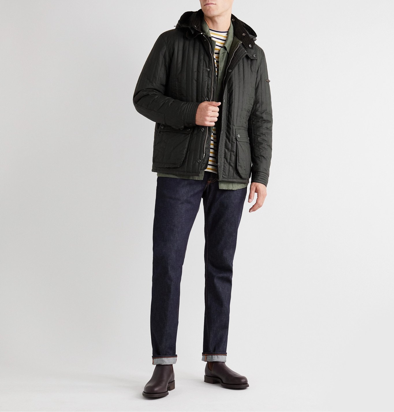 Barbour Gold Standard - Supa-Convertible Padded Quilted Waxed-Cotton Jacket - Black