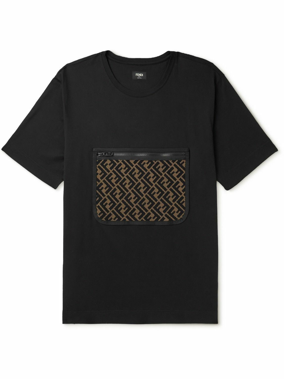 Photo: Fendi - Mesh-Trimmed Cotton-Jersey T-Shirt - Black