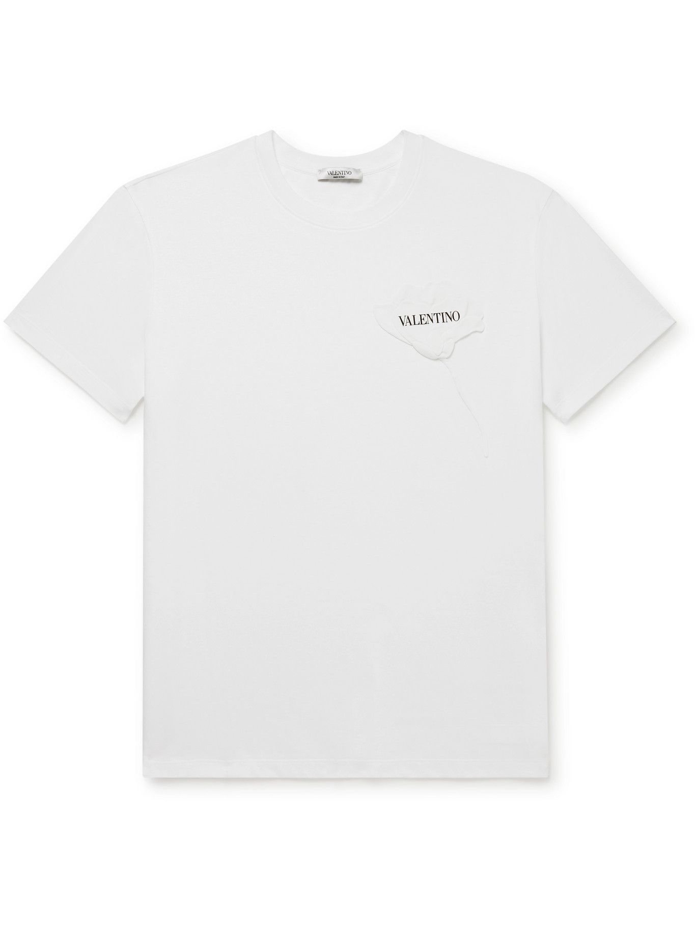 VALENTINO - Logo-Appliquéd Cotton-Jersey T-Shirt - White Valentino