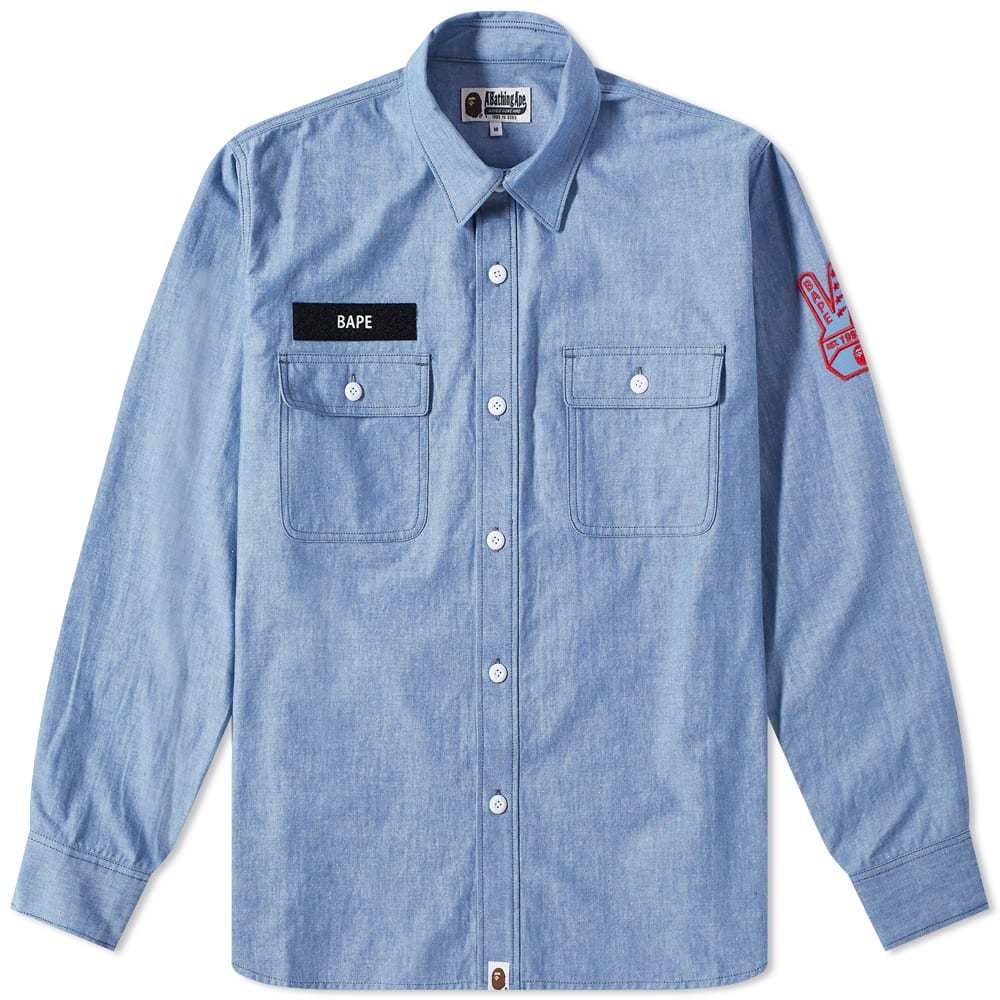 Photo: A Bathing Ape Military Patch Relaxed Fit Chambray Shirt