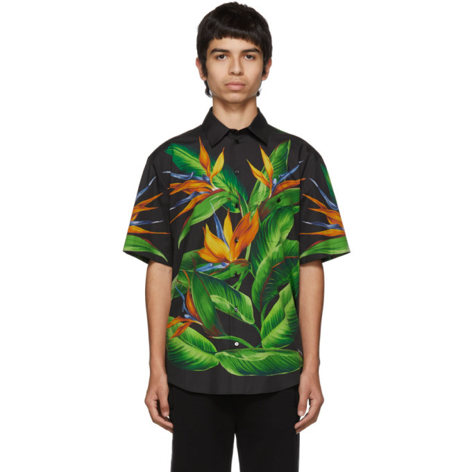 Dolce and Gabbana Black Bird Of Paradise Hawaiian Shirt Dolce & Gabbana