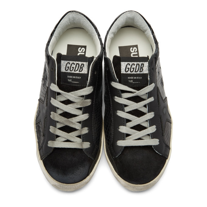 superstar navy glitter with snake back and white star sneakers