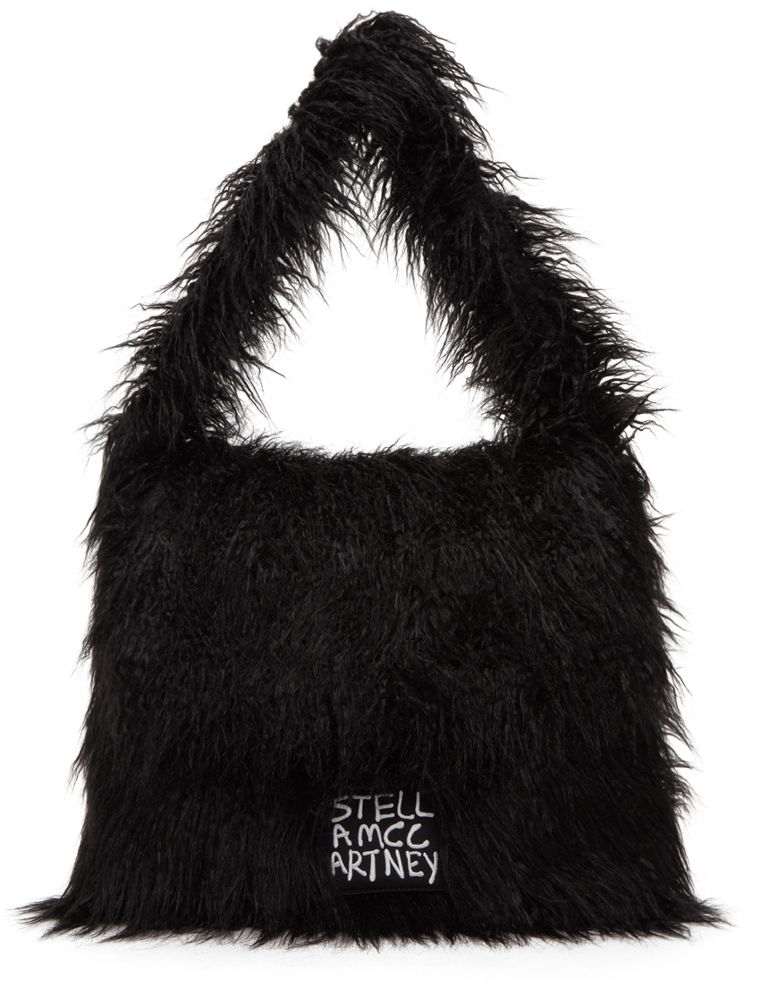 Stella McCartney Black FauxFur Logo Shoulder Bag Stella McCartney