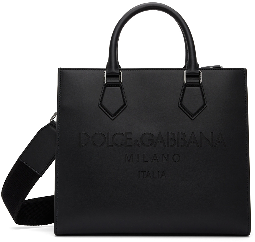 Dolce & Gabbana Black Leather Edge Tote Bag Dolce & Gabbana