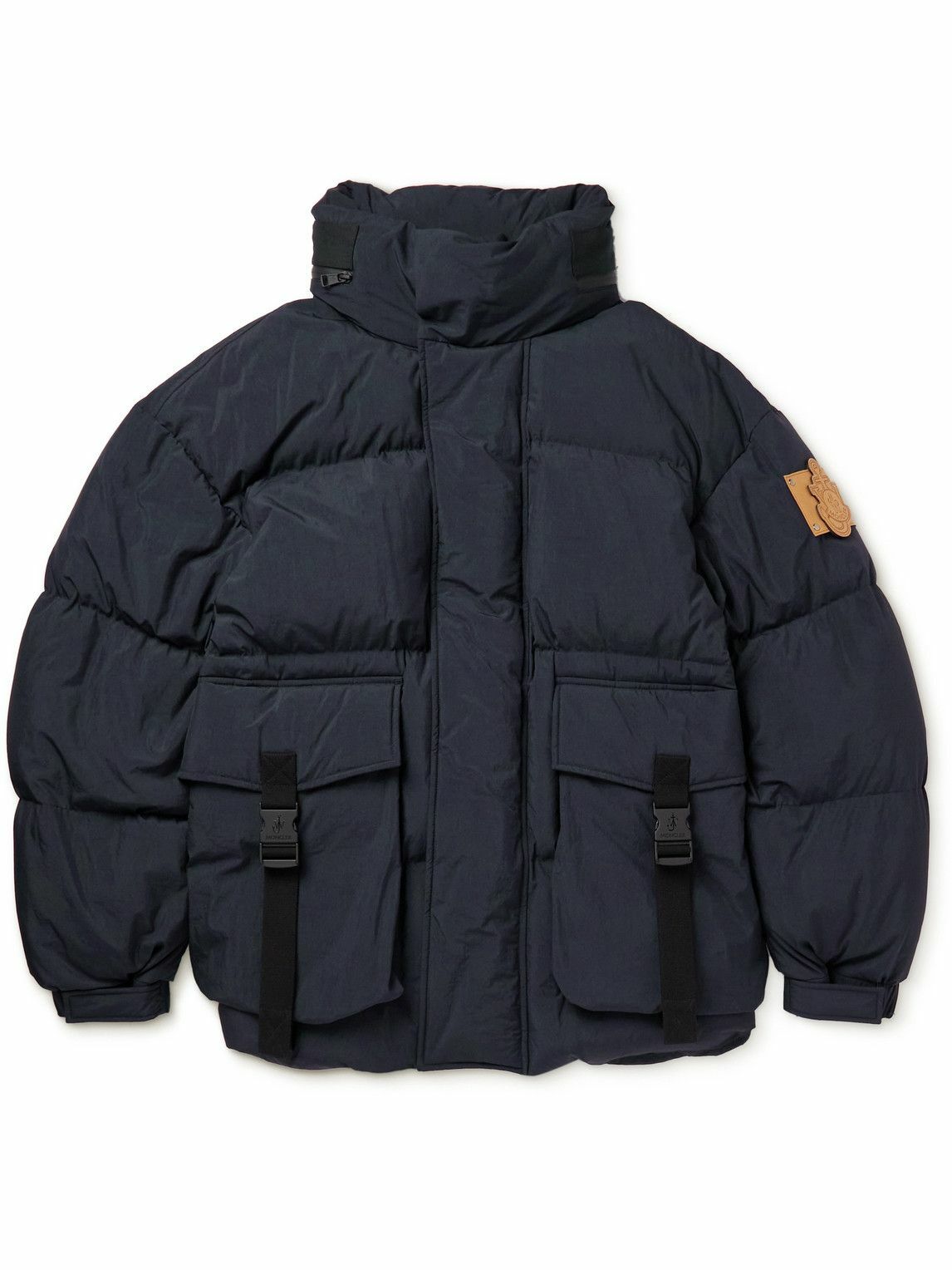 Photo: Moncler Genius - JW Anderson Donard Logo-Appliquéd Quilted Shell Hooded Down Jacket - Blue