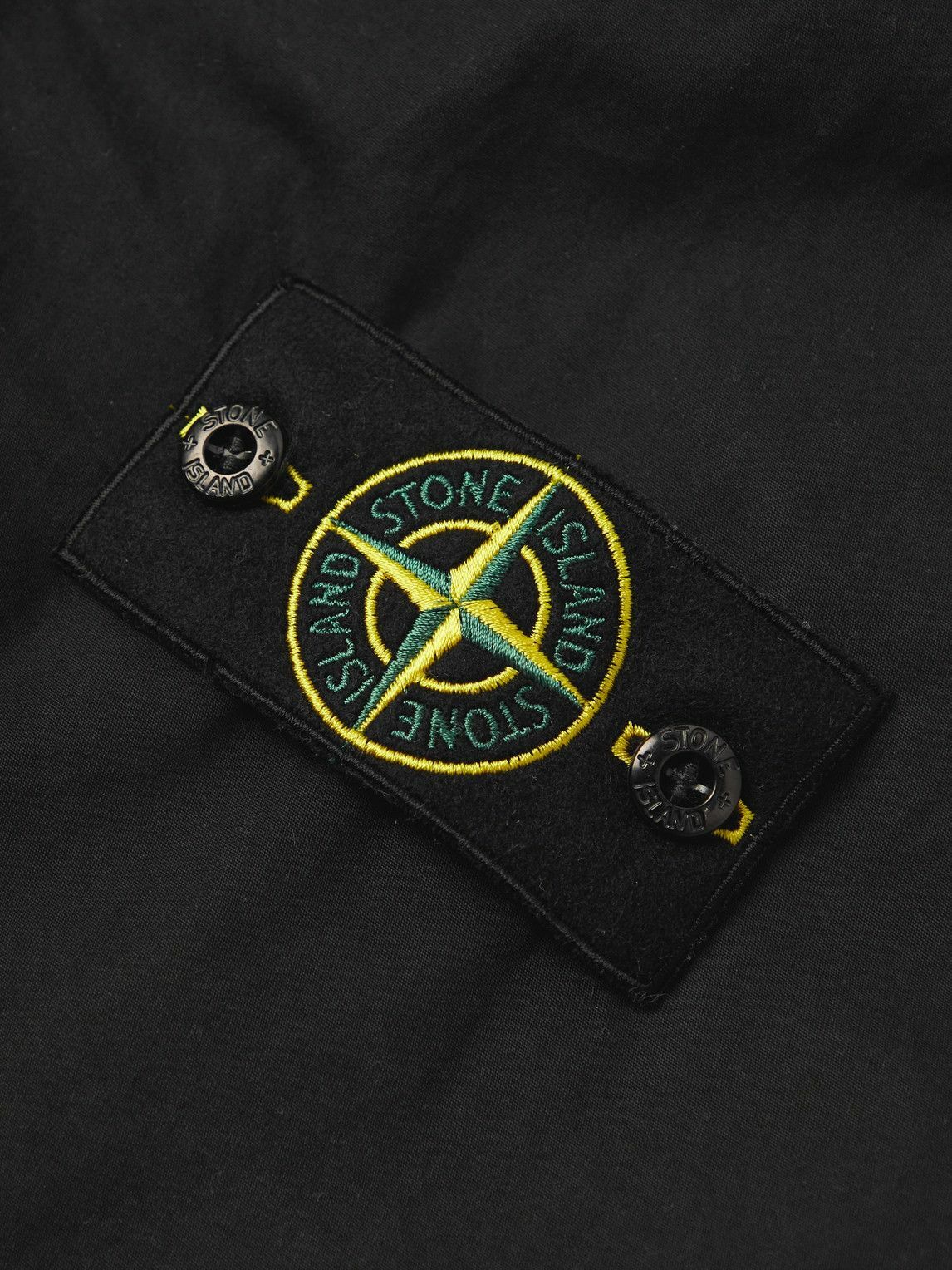 Stone Island - Logo-Appliquéd Brushed Cotton-Canvas Overshirt - Black ...