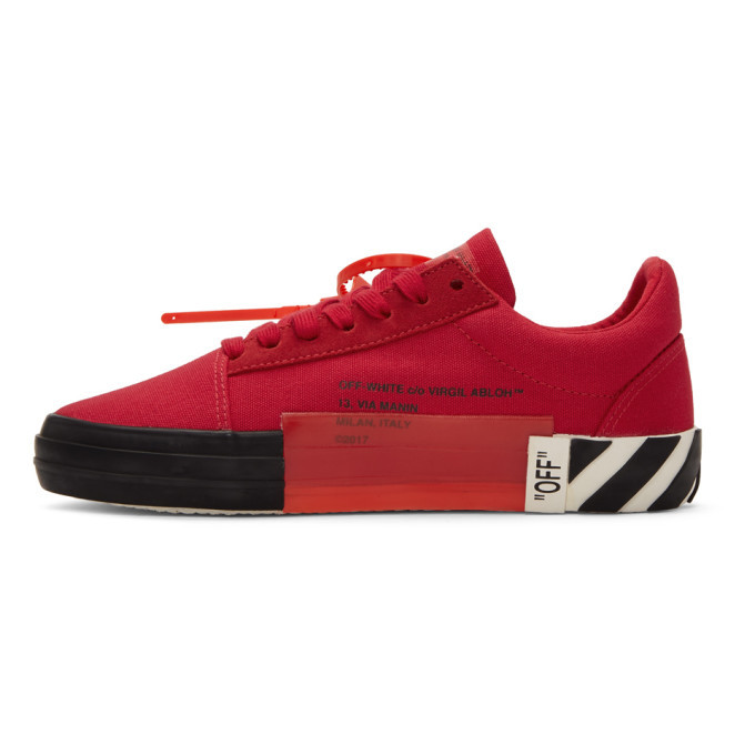 off white striped vulcanized sneakers