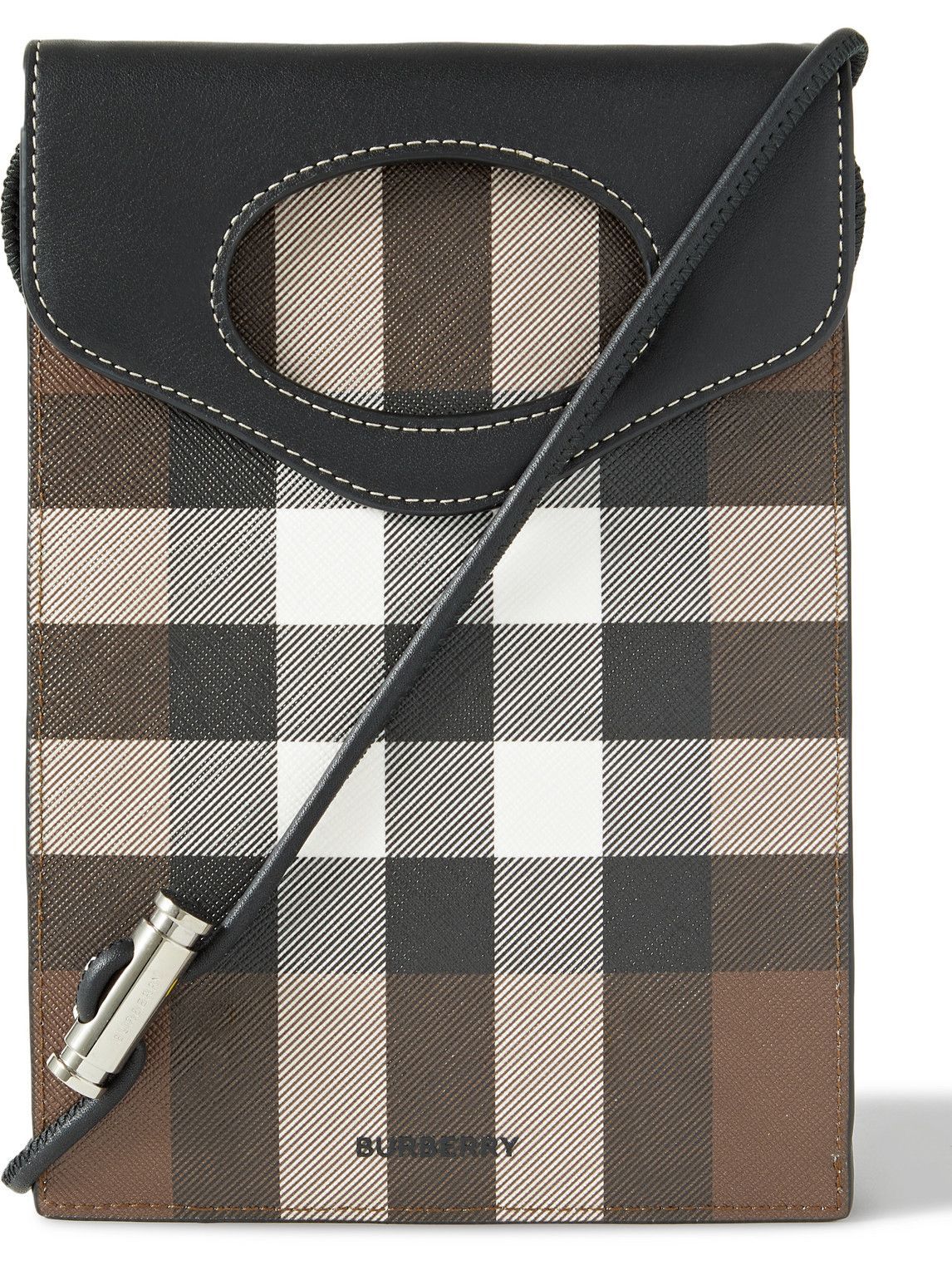 Burberry - Checked E-Canvas and Leather Pouch with Lanyard