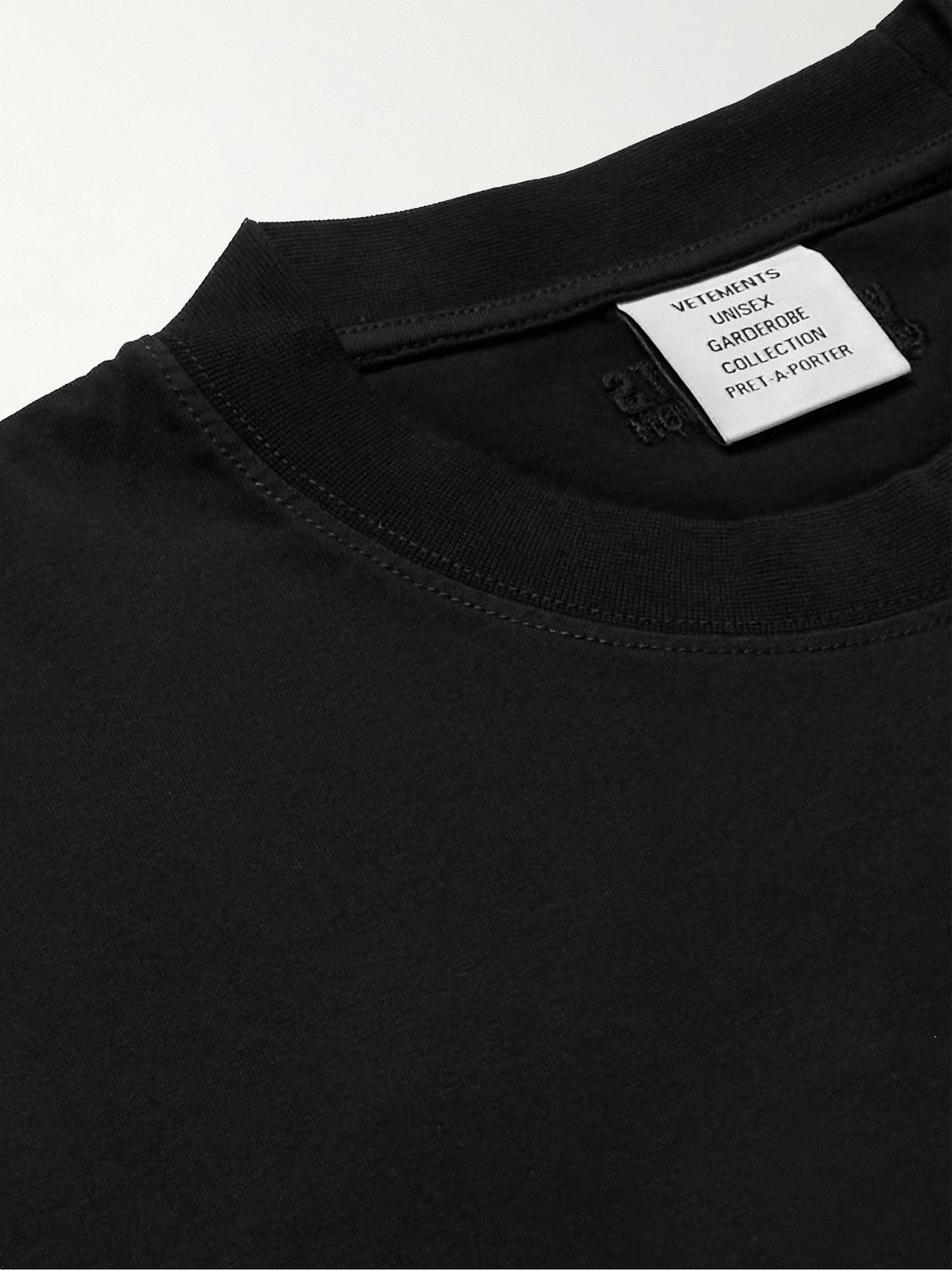 VETEMENTS - Embellished Cotton-Jersey T-Shirt - Black Vetements