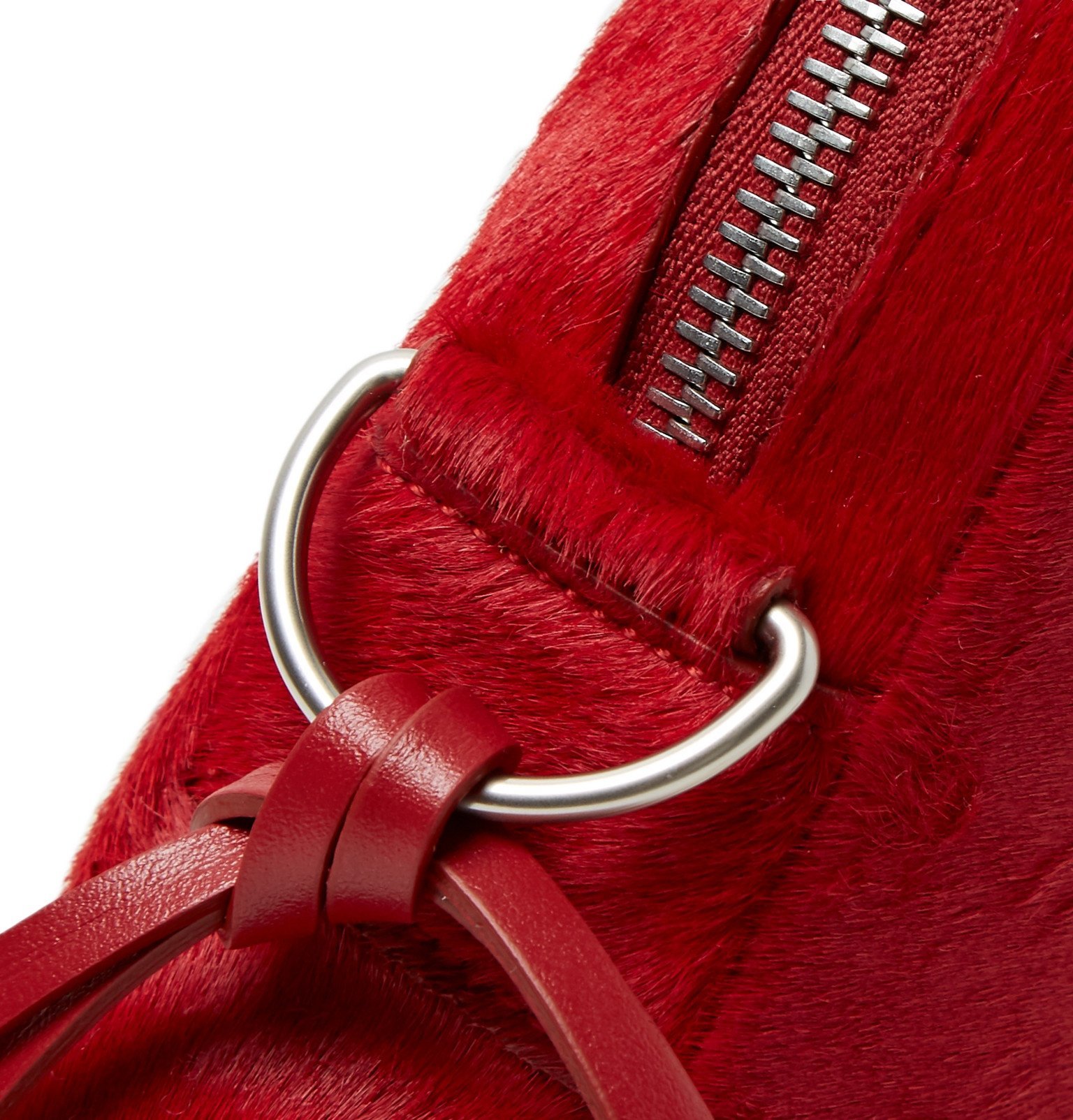 Our Legacy LeatherTrimmed Calf Hair Messenger Bag Red Our Legacy