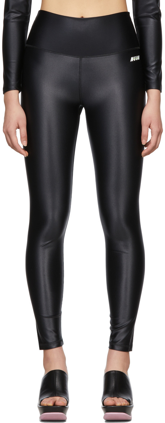 MSGM Black Shiny Leggings MSGM