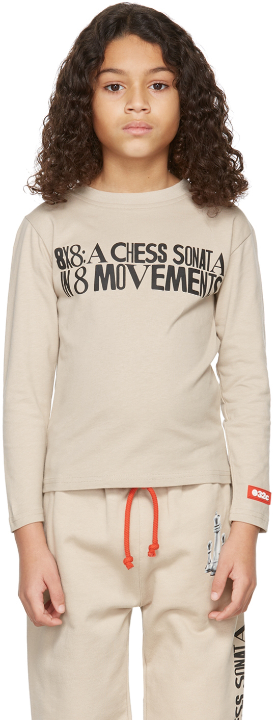 032c SSENSE Exclusive Kids Beige Chess Long Sleeve T-Shirt