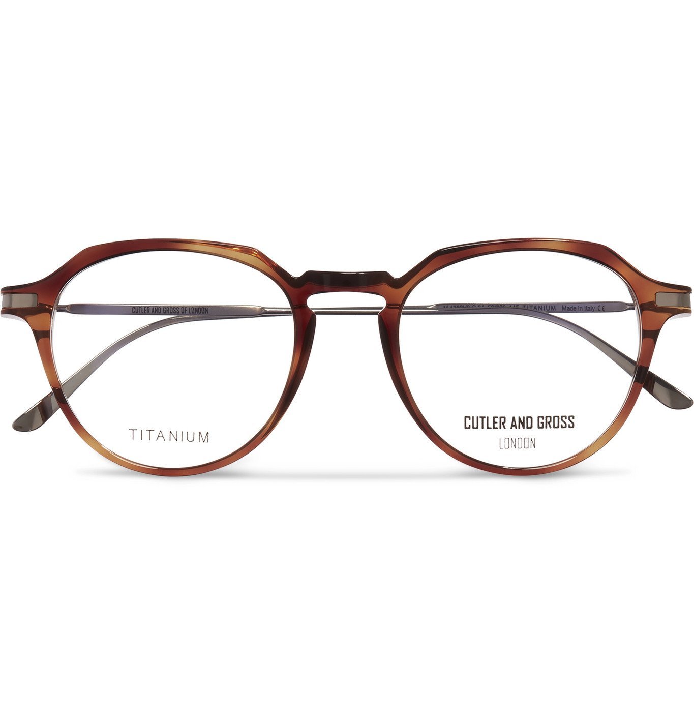 Cutler And Gross Round Frame Tortoiseshell Acetate And Titanium Optical Glasses 