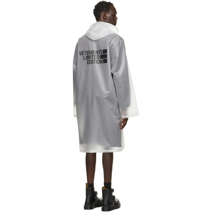 VETEMENTS Transparent Limited Edition Logo Print Raincoat Vetements