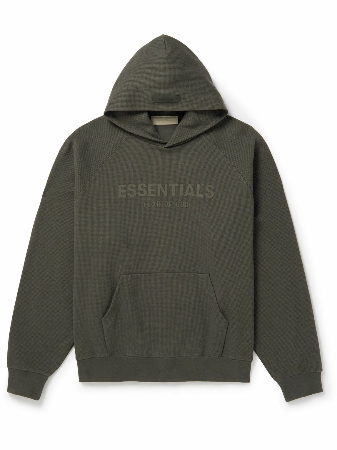 FEAR OF GOD ESSENTIALS LogoAppliquéd WaffleKnit CottonBlend Hoodie